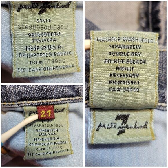 7FAM 7 For All Mankind Y2K Denim Blue Jean Mini Skirt Raw Distressed Hem - Picture 13 of 13